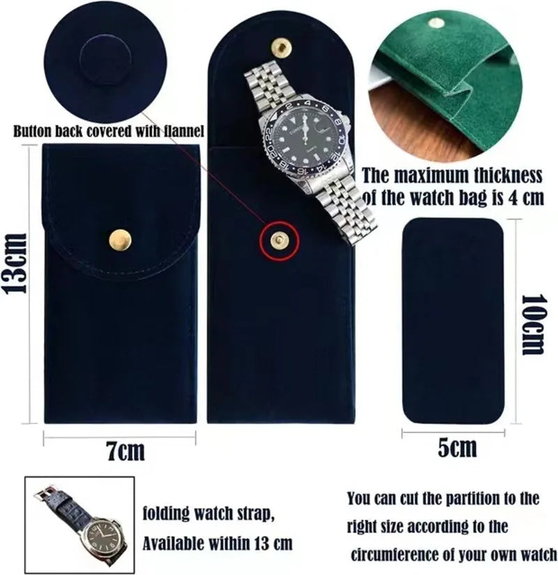 Embers – sac de montre en flanelle bleue et noire, sac cadeau, mallette de rangement de voyage, étui de Protection anti-poussière pour montre Portable Durable