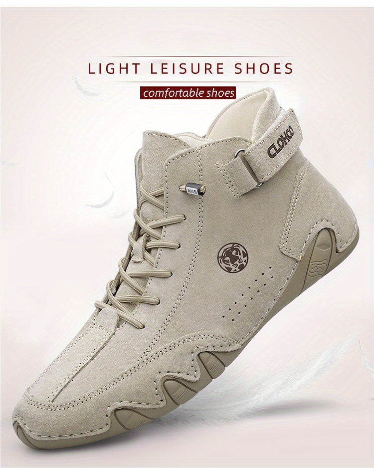 CLOHOO Brand Men'S Pig Short Boots with Lining and Elastic Closure - Preppy Style, Round Toe, Solid Color, England Scene, Spring, Fall, Winter, Summer