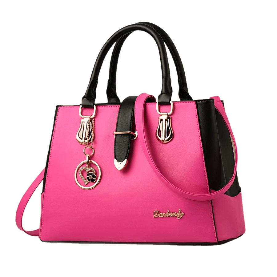 Women's Letter Detail Shoulder Bag, Elegant Double Handle Purse, Simple Large Handbag For Work