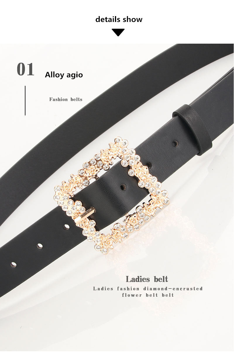 2023 Women'S Fashion Accessory, Elegant Alloy Rhinestone Pin Buckle Belt, Versatile Dress Decorative Accessory, Casual & Sporty Style, Hand Washable - Ideal for Weekend and Festive Occasions, Weekend Casual Wear|Elegant Acces