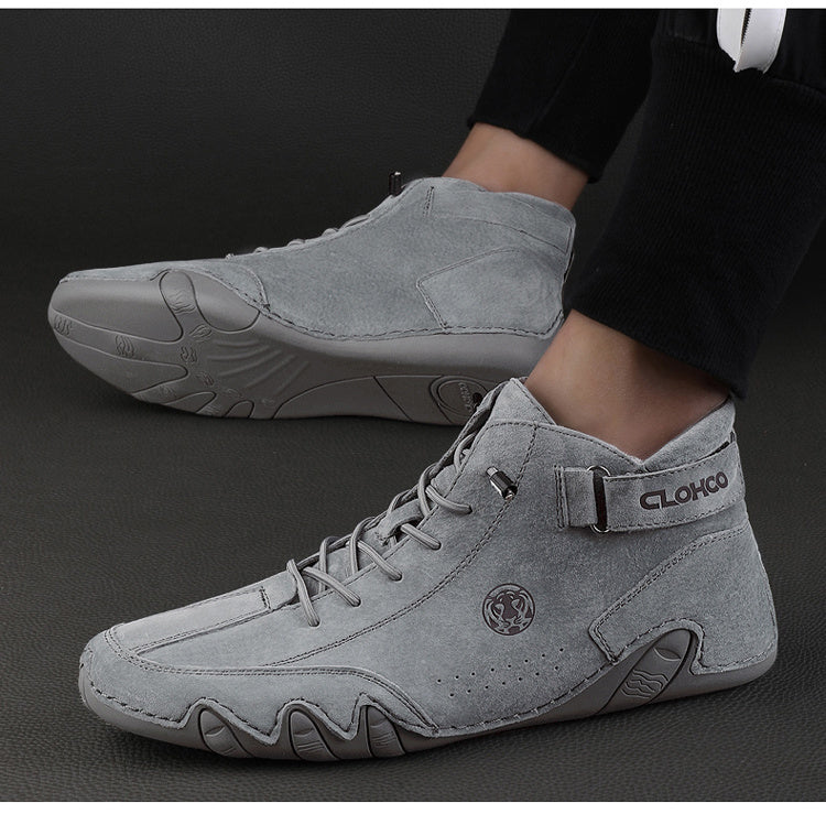 CLOHOO Brand Men'S Pig Short Boots with Lining and Elastic Closure - Preppy Style, Round Toe, Solid Color, England Scene, Spring, Fall, Winter, Summer