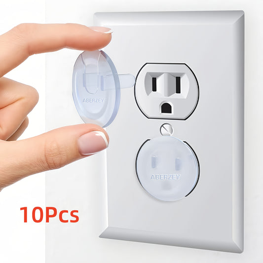 10pcs/20pcs ABERZEY Baby Proofing Safety Outlet Covers - Transparent Square Socket Protectors with Hidden Handle, Durable Plastic Child-Safe Electric Plug Covers for Kids & Toddlers, Easy Install No Tools Needed, Prevents Ele