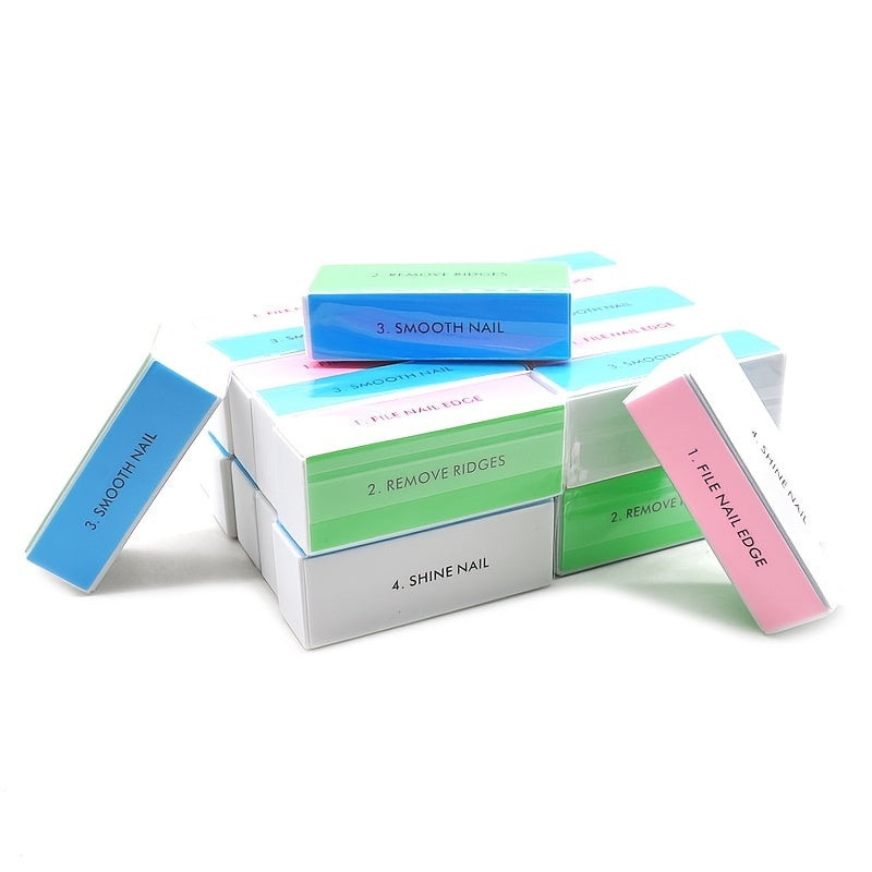 5pcs Colorful 4-Sided Sponge Nail Polish Buffers Multifunctional Professional Sandpaper Nail File Edge Grinder Nail Care Tools
