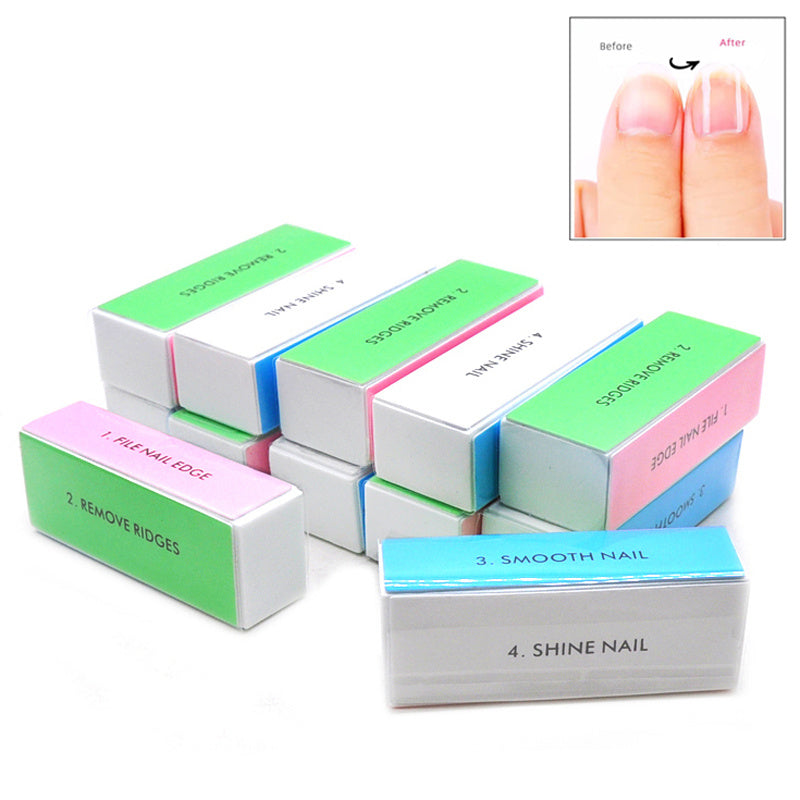 5pcs Colorful 4-Sided Sponge Nail Polish Buffers Multifunctional Professional Sandpaper Nail File Edge Grinder Nail Care Tools