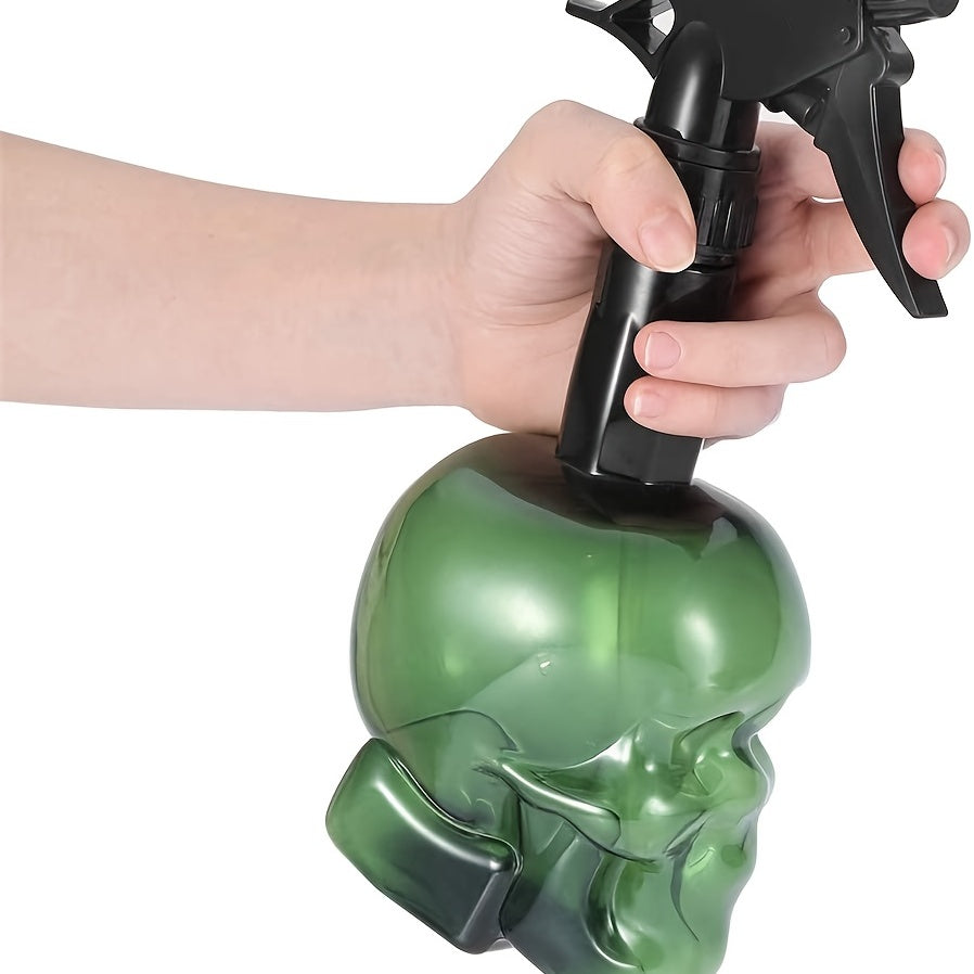 200ml/7oz Retro Skull Design Refillable Spray Bottle - Fine Mist Sprayer for Hair Styling, Cleaning & Plants, Durable Plastic with Black Trigger, Green, Orange & Black Options, Plant Watering Tool, Unique Aesthetic, Functiona