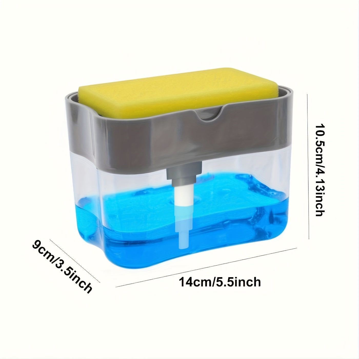 1pc Modern ABS Plastic Dish Soap Dispenser with Sponge Holder, Hand Wash Only, Lightweight Square Kitchen Sink Accessory, Space-Themed Solid Color Design