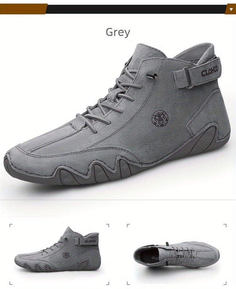 CLOHOO Brand Men'S Pig Short Boots with Lining and Elastic Closure - Preppy Style, Round Toe, Solid Color, England Scene, Spring, Fall, Winter, Summer