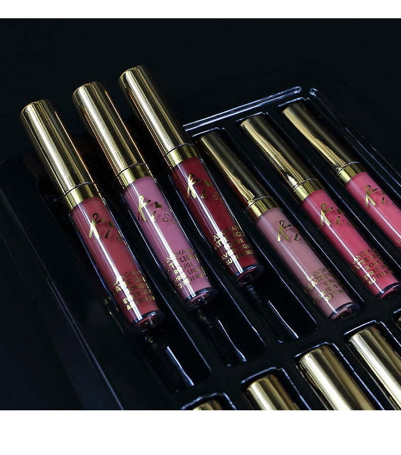 12 Colors Waterproof Long Lasting Lipstick, Natural Matte Sexy Moist Lip Gloss Nude Glitter Beauty Red Lip Tint for Valentine's Day Gifts and Music Festival