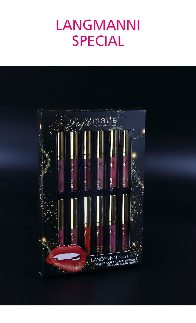 12 Colors Waterproof Long Lasting Lipstick, Natural Matte Sexy Moist Lip Gloss Nude Glitter Beauty Red Lip Tint for Valentine's Day Gifts and Music Festival