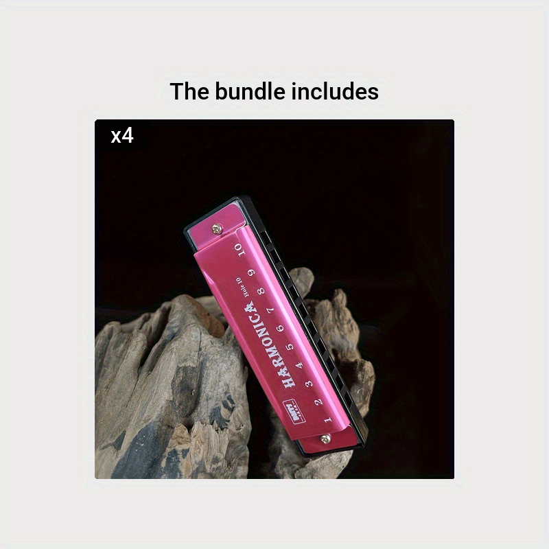 10 Hole Harmonica Mouth Organ | Puzzle Musical Instrument, Beginner Teaching, Playing Gift, Copper Core Resin, Available in, Pink, Red, Golden, Silvery Grey