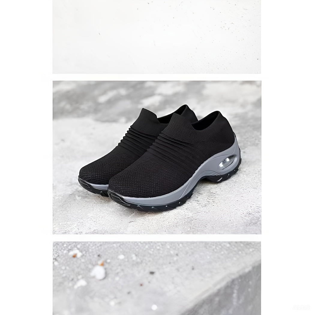 Women's Air Cushion Sole Chunky Sneakers, Lightweight Mesh Low Top Running Shoes, Women's Footwear