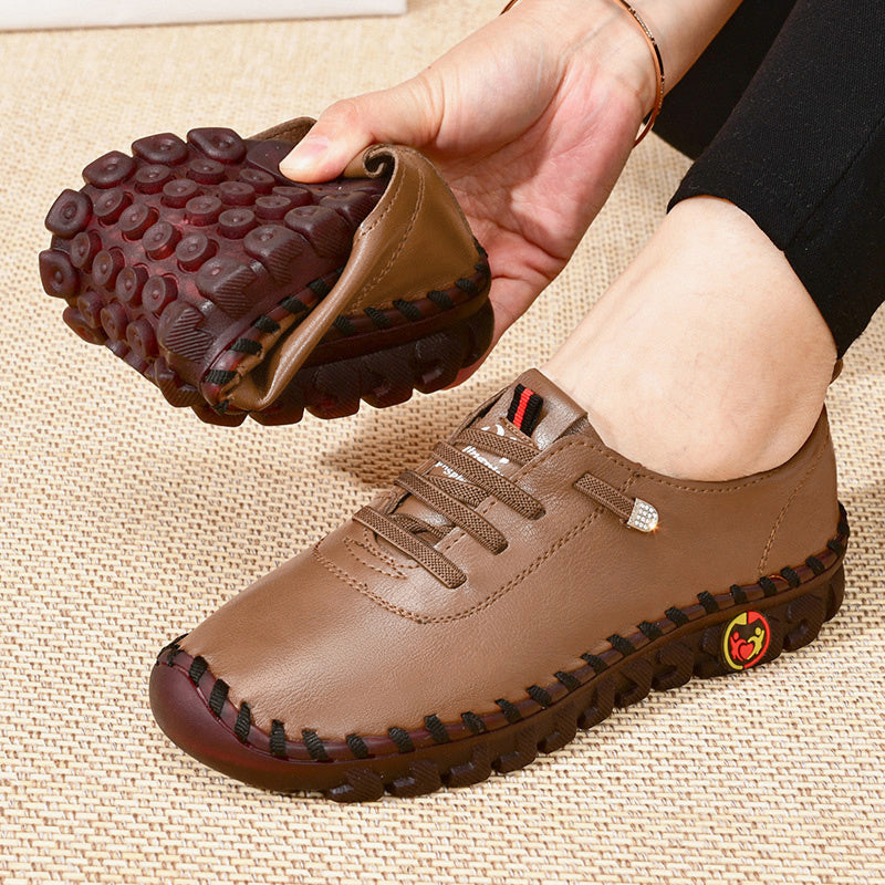 Women's Handmade & Comfortable Flat Loafers, Breathable & Lightweight Non Slip Lace Up Slip On Shoes, Women's Footwear