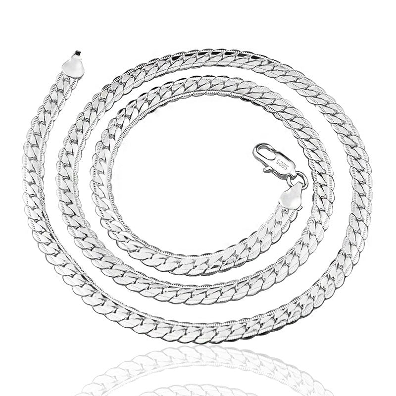 Collier en Or/Argent 18K pour Homme et Femme, Bijoux de Fiançailles et de Mariage, à la Mode, 6mm sur le Côté, 8/18/20/24 Pouces - elite sn