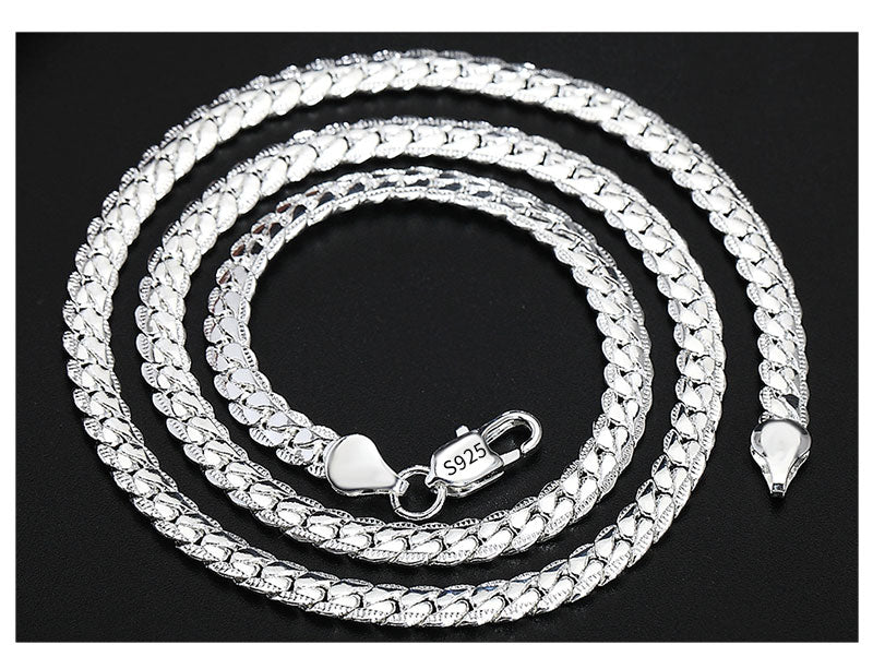Collier en Or/Argent 18K pour Homme et Femme, Bijoux de Fiançailles et de Mariage, à la Mode, 6mm sur le Côté, 8/18/20/24 Pouces - elite sn