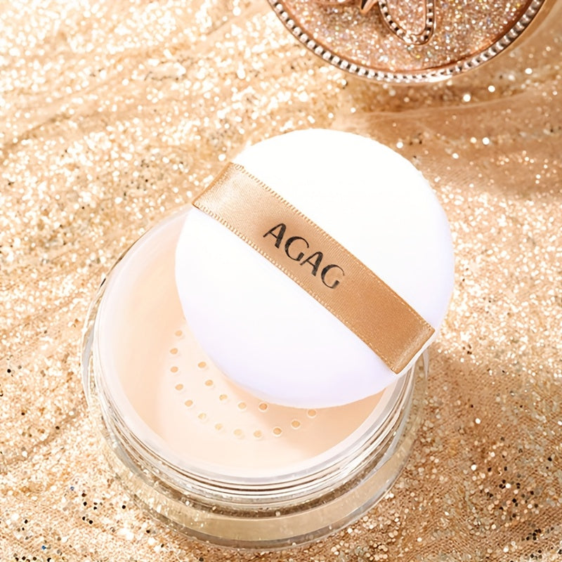 AGAG Butterfly-Themed Loose Powder - Lightweight, Oil-Control, Waterproof & Sweatproof Concealer - Invisible Pore Minimizing, Natural Finish for All Skin Types - Sparkling Rose Golden Container