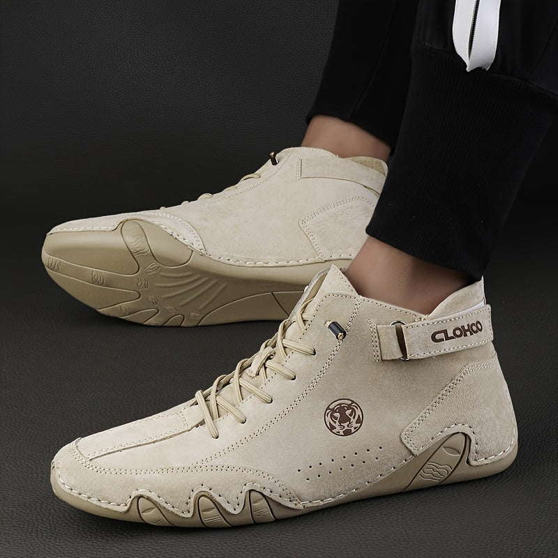 CLOHOO Brand Men'S Pig Short Boots with Lining and Elastic Closure - Preppy Style, Round Toe, Solid Color, England Scene, Spring, Fall, Winter, Summer