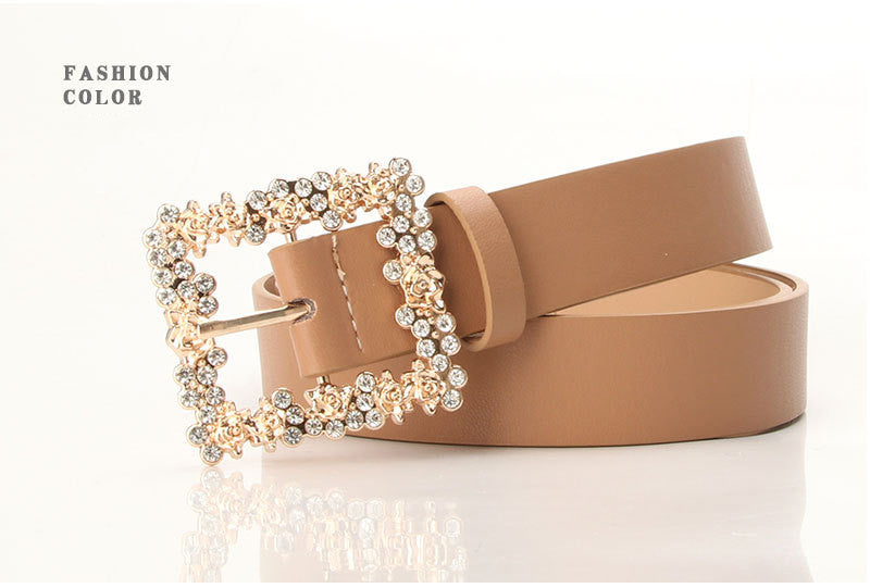 2023 Women'S Fashion Accessory, Elegant Alloy Rhinestone Pin Buckle Belt, Versatile Dress Decorative Accessory, Casual & Sporty Style, Hand Washable - Ideal for Weekend and Festive Occasions, Weekend Casual Wear|Elegant Acces