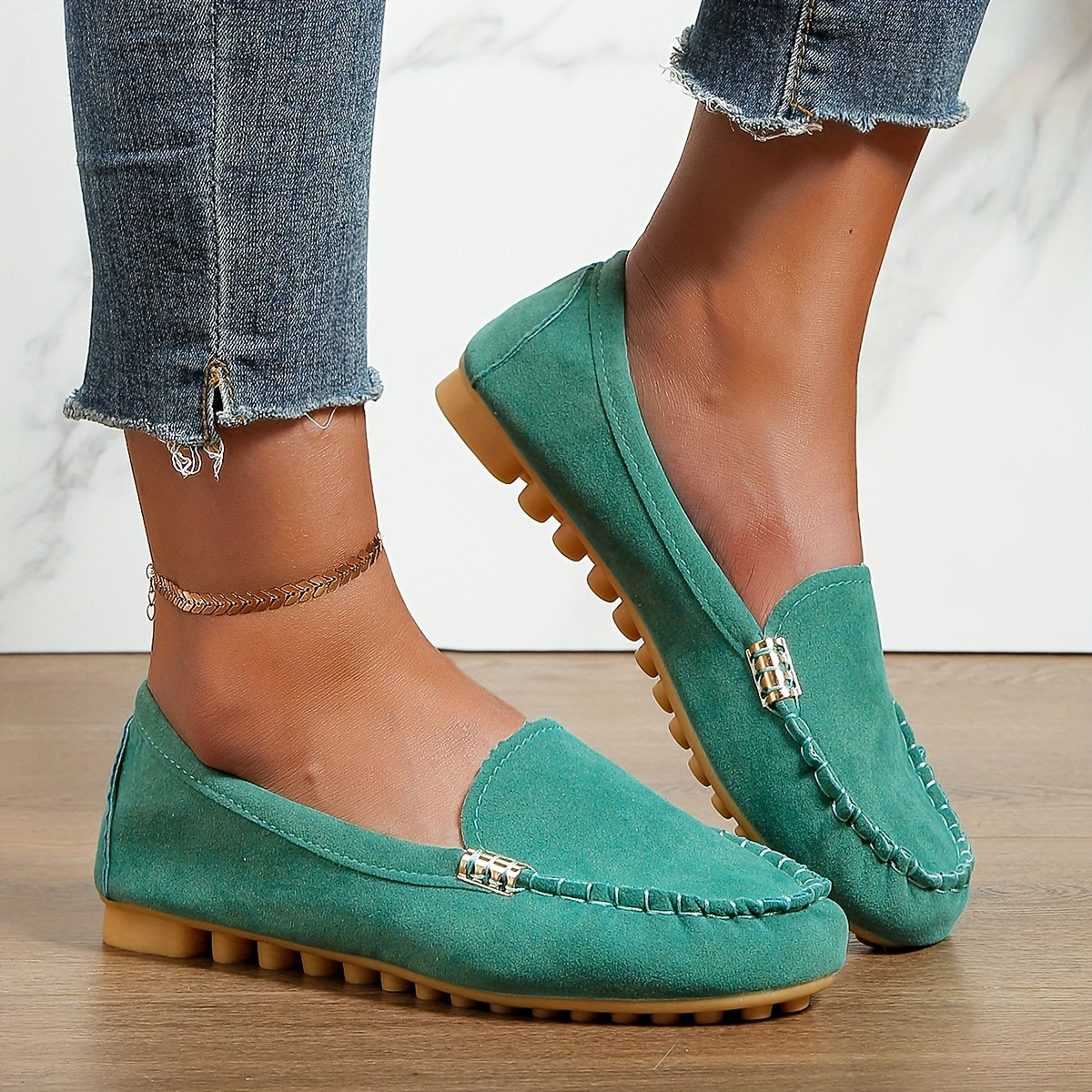 [Comfortable Loafers] Comfortable Round Toe Loafers | Women's Solid Slip On Shoes, Women's Footwear