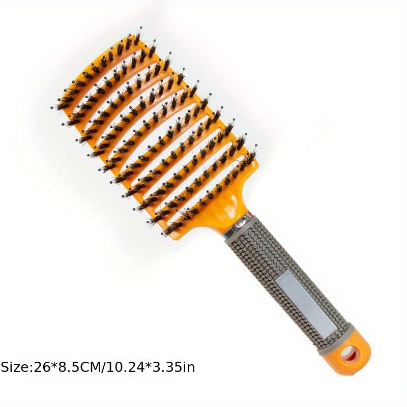 1pc Curved Vented Professional Detangling Hair Brush | Magic Scalp Massage Comb for Women, Ideal for Wet Curly Hair, Styling Tool, ABS Plastic Handle, Nylon Bristles - Perfect Christmas Gift for Friends/Relatives