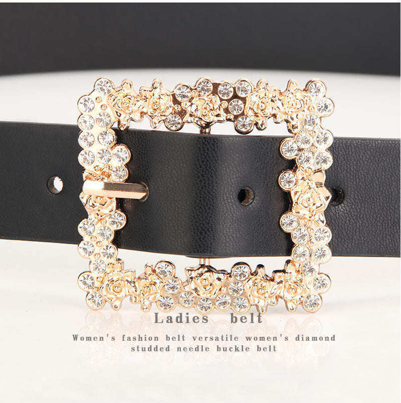 2023 Women'S Fashion Accessory, Elegant Alloy Rhinestone Pin Buckle Belt, Versatile Dress Decorative Accessory, Casual & Sporty Style, Hand Washable - Ideal for Weekend and Festive Occasions, Weekend Casual Wear|Elegant Acces