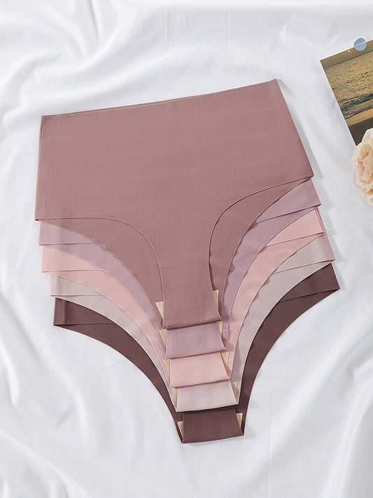 5pcs High Waist Seamless Mixed Color Panties Pack, Women's Underwear & Lingerie