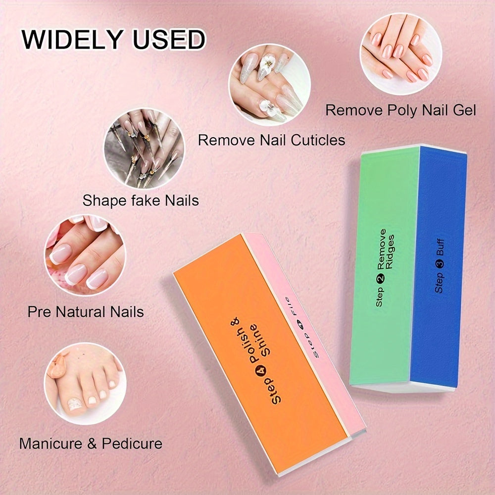 5pcs Colorful 4-Sided Sponge Nail Polish Buffers Multifunctional Professional Sandpaper Nail File Edge Grinder Nail Care Tools