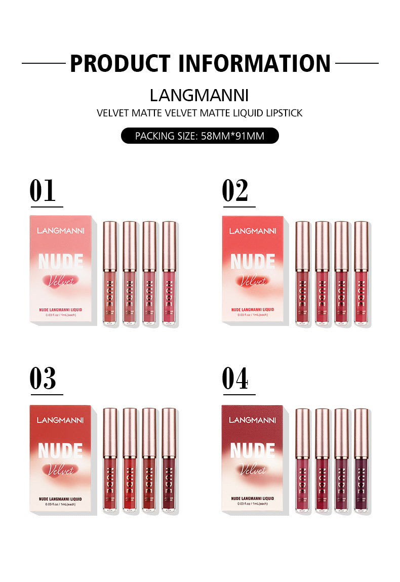 16 Pcs/Set Lipstick Set Long-Lasting Lip Gloss Velvet Glazed Matte Beauty Liquid Lipstick Makeup Valentine's Day Gifts