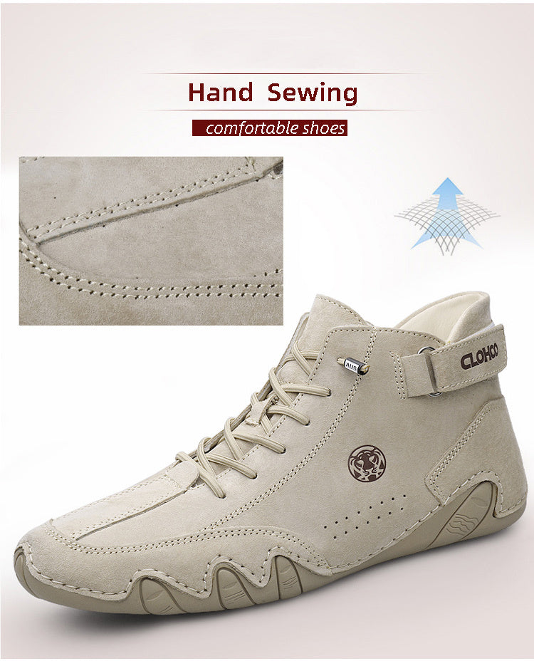 CLOHOO Brand Men'S Pig Short Boots with Lining and Elastic Closure - Preppy Style, Round Toe, Solid Color, England Scene, Spring, Fall, Winter, Summer