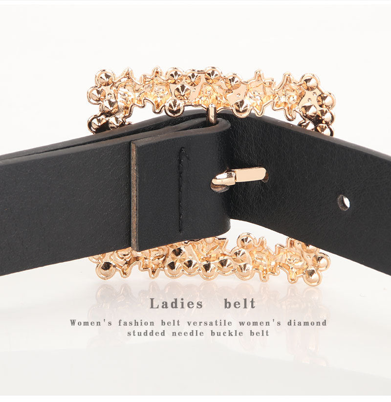 2023 Women'S Fashion Accessory, Elegant Alloy Rhinestone Pin Buckle Belt, Versatile Dress Decorative Accessory, Casual & Sporty Style, Hand Washable - Ideal for Weekend and Festive Occasions, Weekend Casual Wear|Elegant Acces