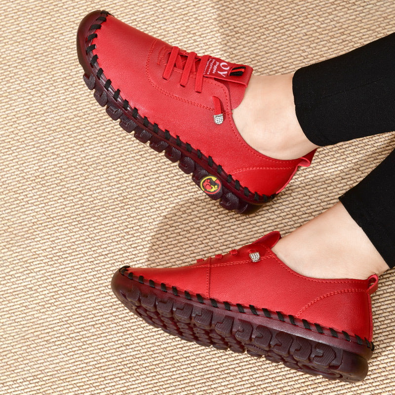 Women's Handmade & Comfortable Flat Loafers, Breathable & Lightweight Non Slip Lace Up Slip On Shoes, Women's Footwear