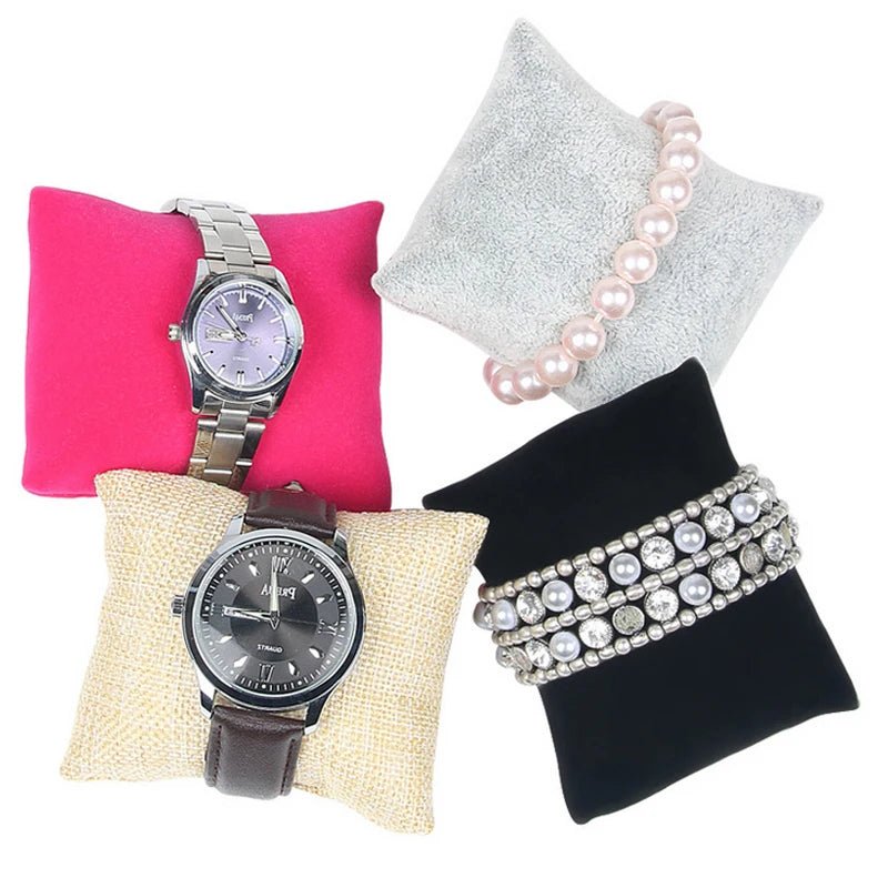 Jewelry Displays Rack Black & Gray & Red & Yellow Velvet Bracelet Display Fabric Bracelet Watch Pillow - elite sn