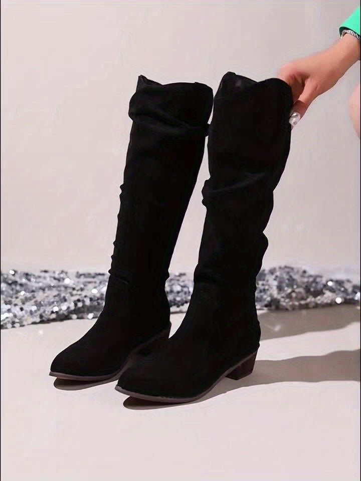 Women's Vintage Western Cowboy Boots - Knee - High Pull - On Boots with Chunky Heels, Slip - Resistant PU Outsole - Western Booties for Women, Country Western Events & Everyday Outfits - by Ylxhoa, Cowboy Accessories, Casual Wear, - elite sn